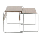 Tea Side Nesting Tables - Stainless Steel, Walnut