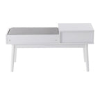 Telephone Bench - White Wood, Grey Fabric