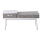 Telephone Bench - White Wood, Grey Fabric