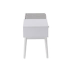 Telephone Bench - White Wood, Grey Fabric