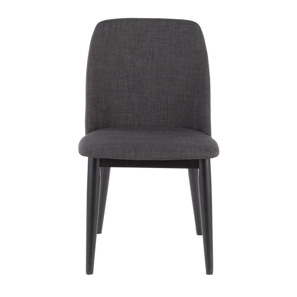 Tintori Dining Chair - Set of 2 - Black Wood, Charcoal Fabric