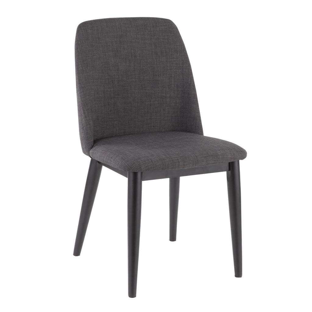 Tintori Dining Chair - Set of 2 - Black Wood, Charcoal Fabric