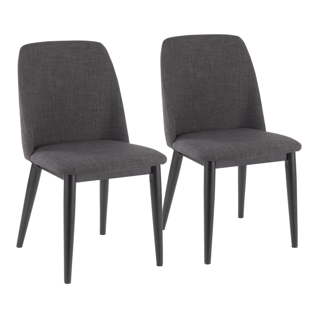Tintori Dining Chair - Set of 2 - Black Wood, Charcoal Fabric
