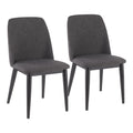 Tintori Dining Chair - Set of 2 - Black Wood, Charcoal Fabric