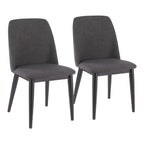 Tintori Dining Chair - Set of 2 - Black Wood, Charcoal Fabric