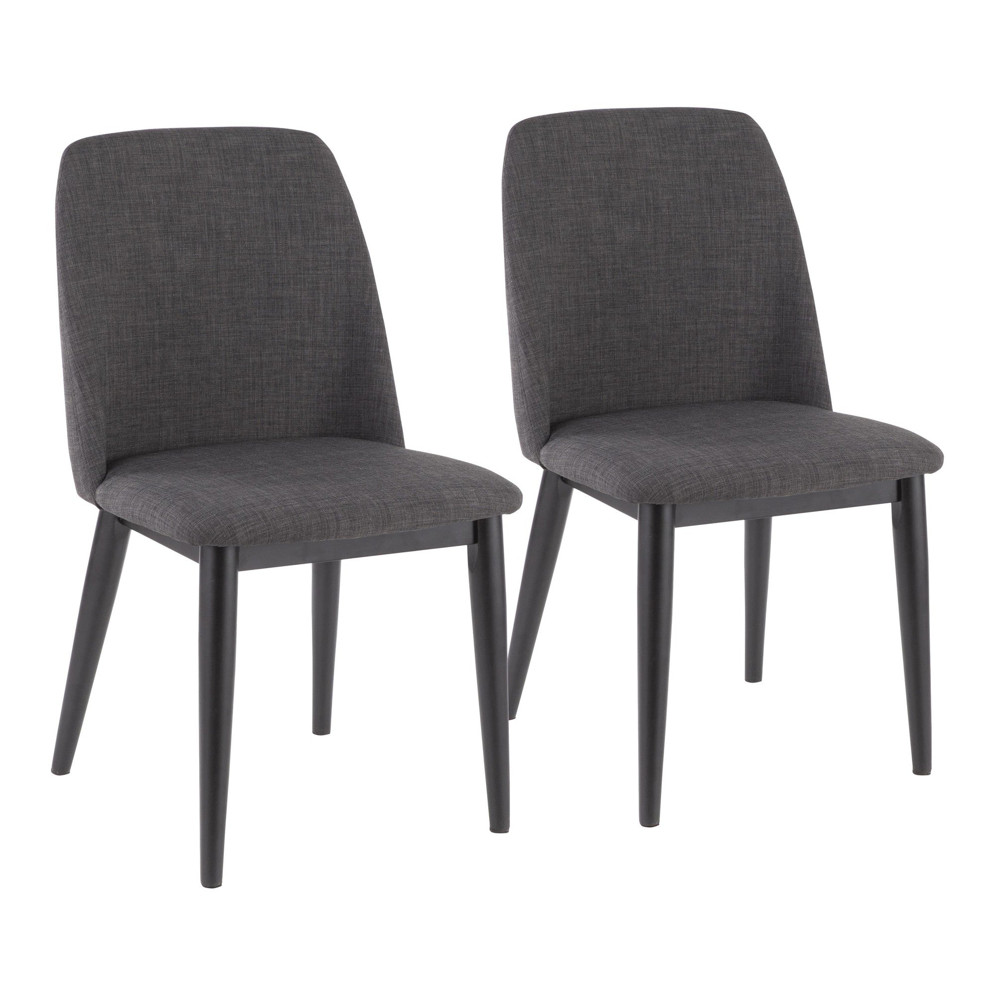 Tintori Dining Chair - Set of 2 - Black Wood, Charcoal Fabric