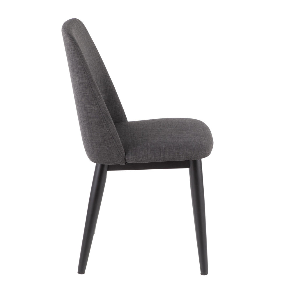 Tintori Dining Chair - Set of 2 - Black Wood, Charcoal Fabric