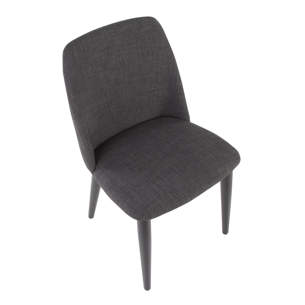 Tintori Dining Chair - Set of 2 - Black Wood, Charcoal Fabric