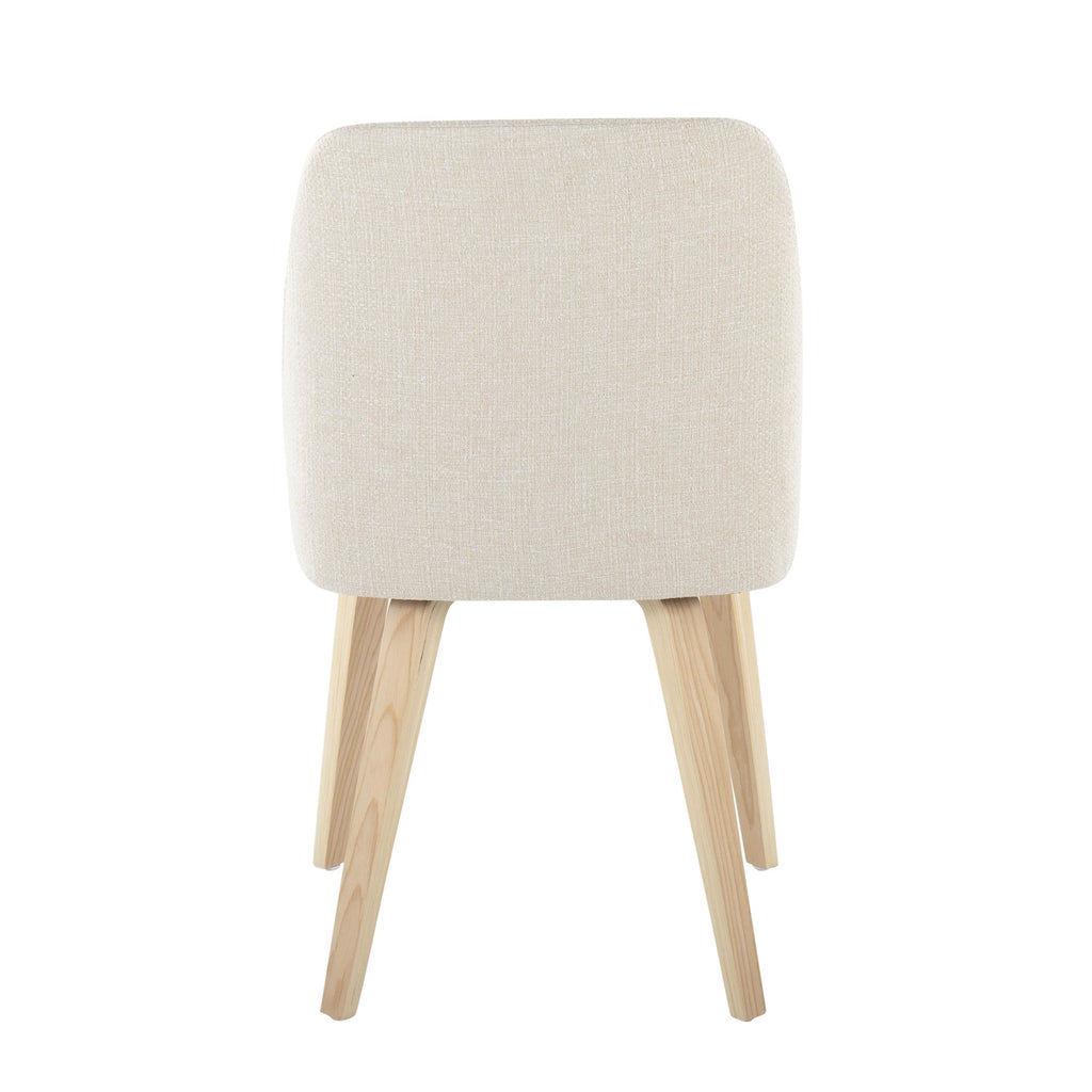 Toriano Dining Chair - Set of 2 - Natural Wood, Cream Fabric
