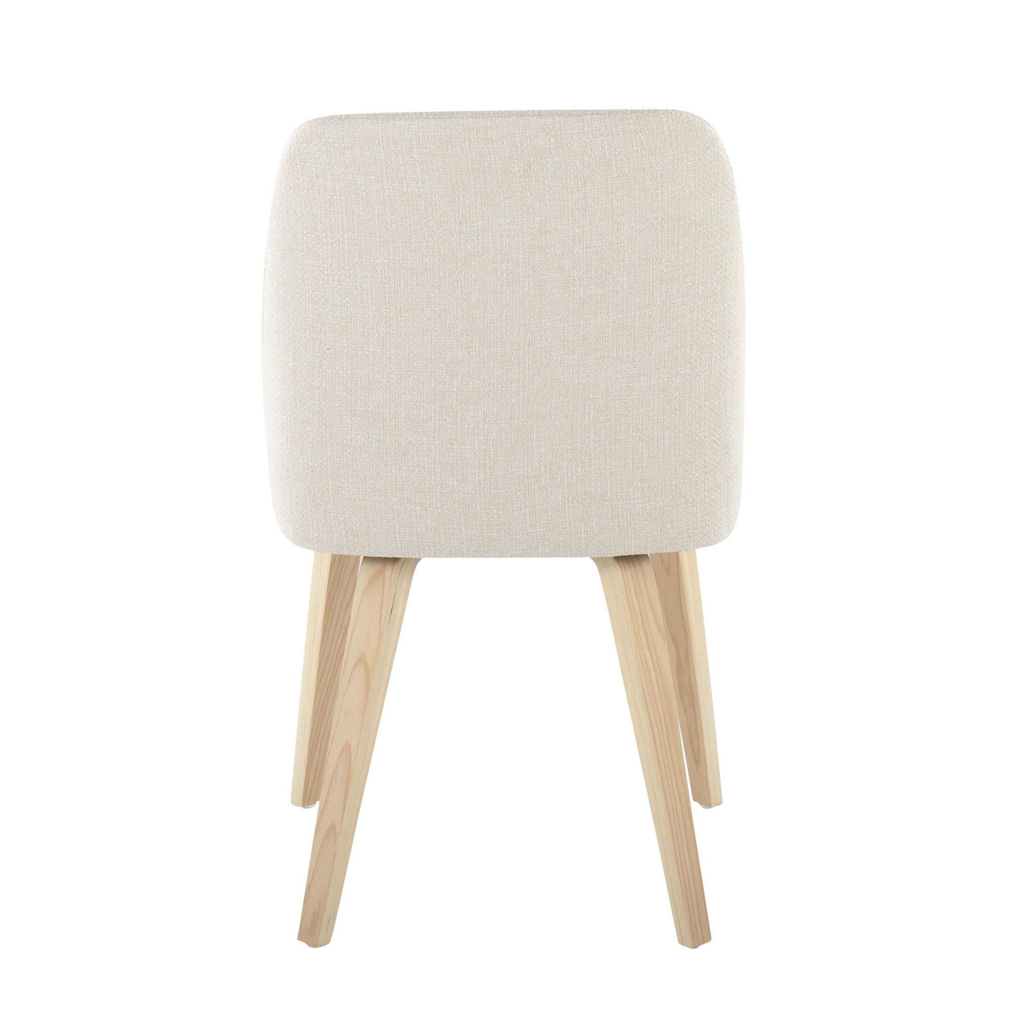 Toriano Dining Chair - Set of 2 - Natural Wood, Cream Fabric