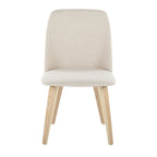Toriano Dining Chair - Set of 2 - Natural Wood, Cream Fabric