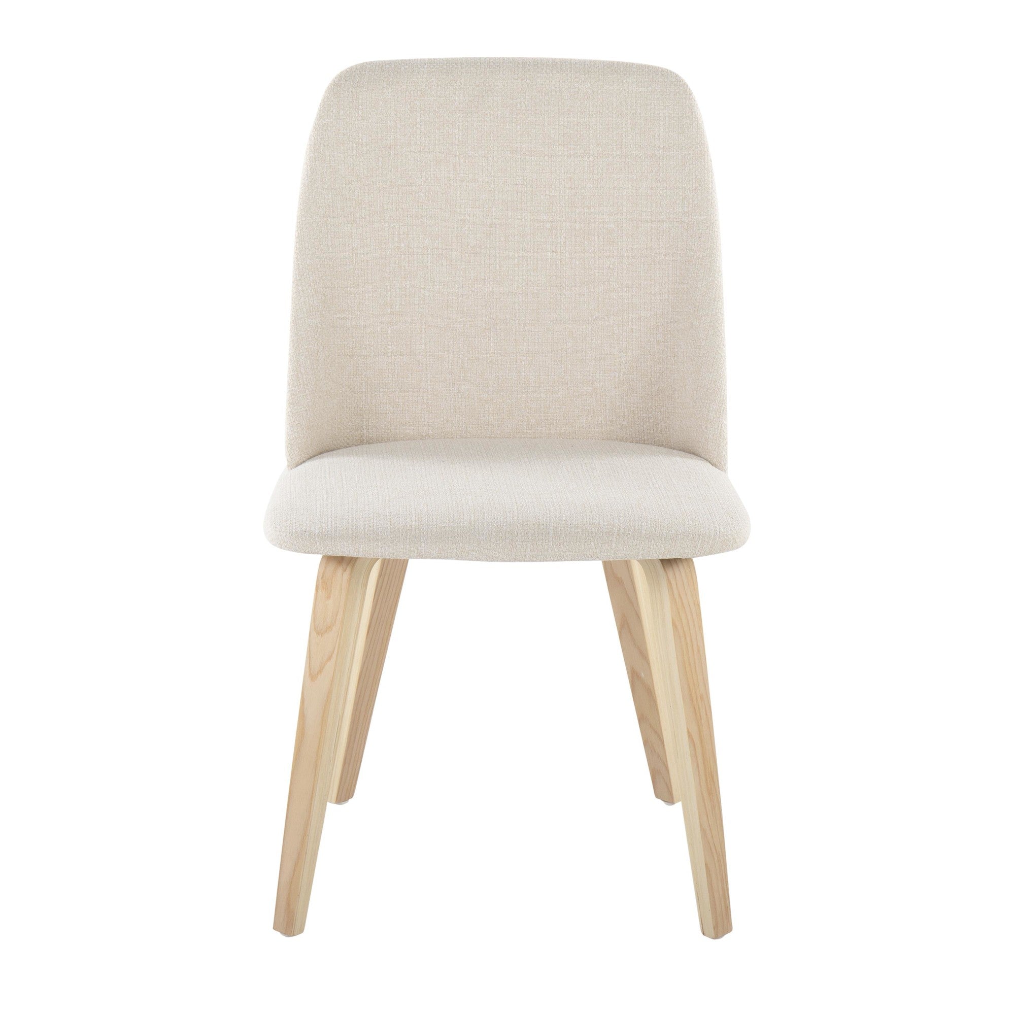 Toriano Dining Chair - Set of 2 - Natural Wood, Cream Fabric