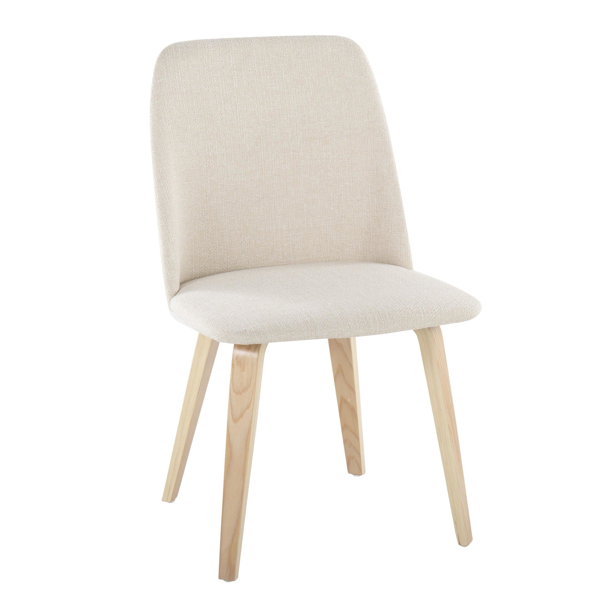 Toriano Dining Chair - Set of 2 - Natural Wood, Cream Fabric