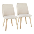Toriano Dining Chair - Set of 2 - Natural Wood, Cream Fabric