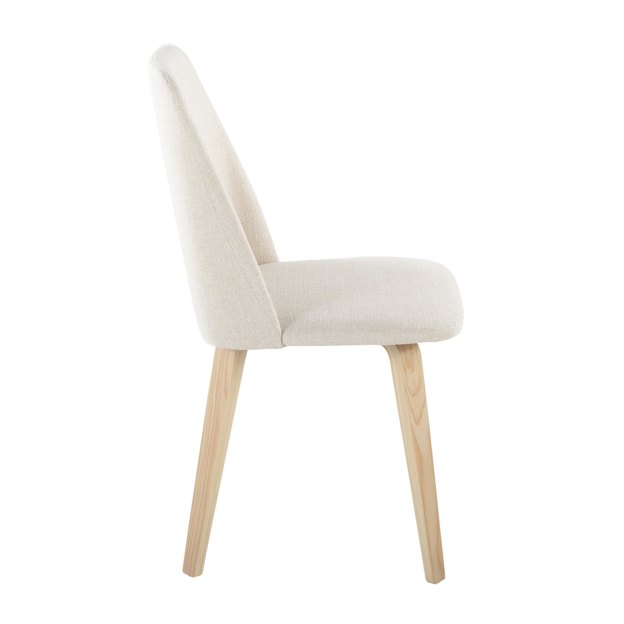 Toriano Dining Chair - Set of 2 - Natural Wood, Cream Fabric