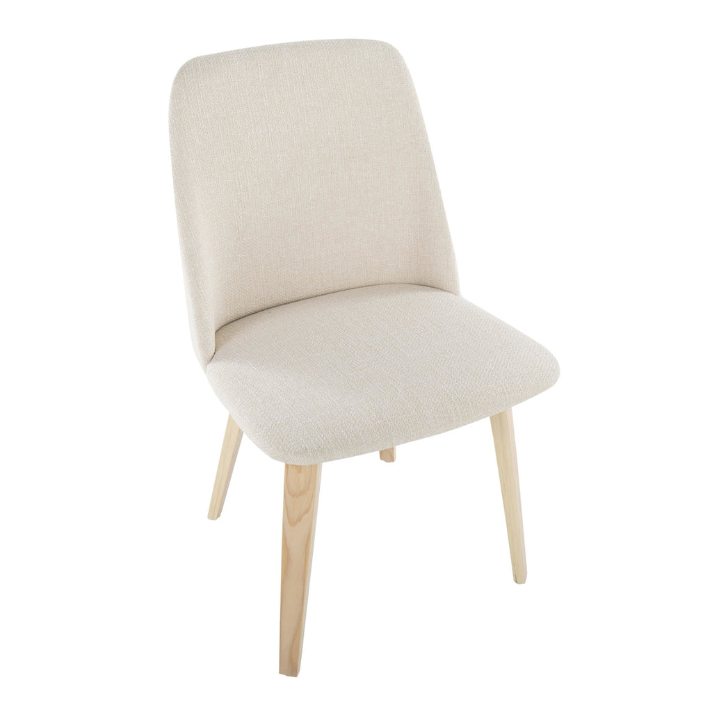 Toriano Dining Chair - Set of 2 - Natural Wood, Cream Fabric