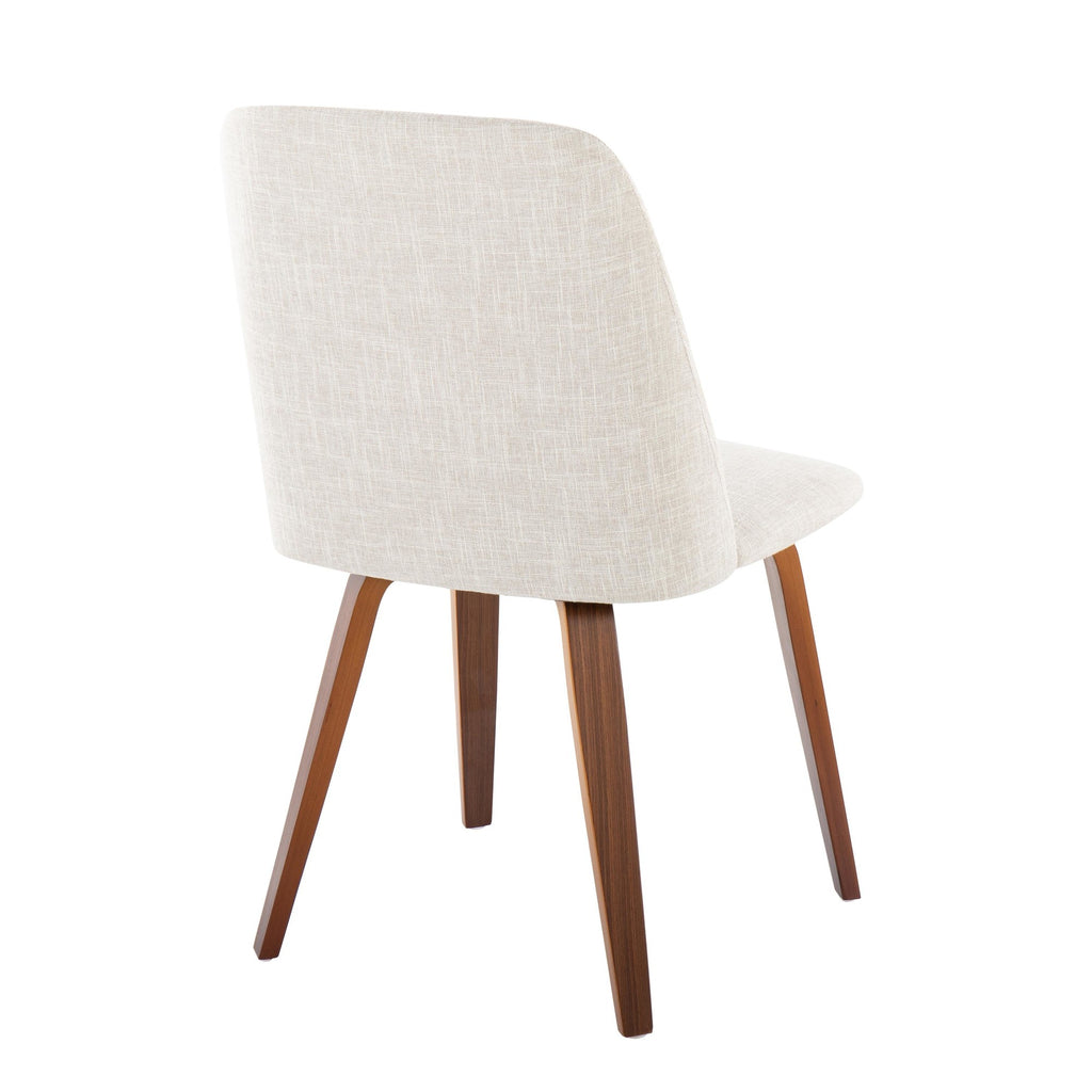 Toriano Dining Chair - Set of 2 - Walnut Wood, Beige Fabric