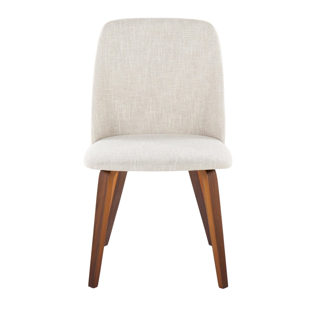 Toriano Dining Chair - Set of 2 - Walnut Wood, Beige Fabric