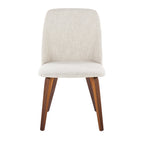 Toriano Dining Chair - Set of 2 - Walnut Wood, Beige Fabric