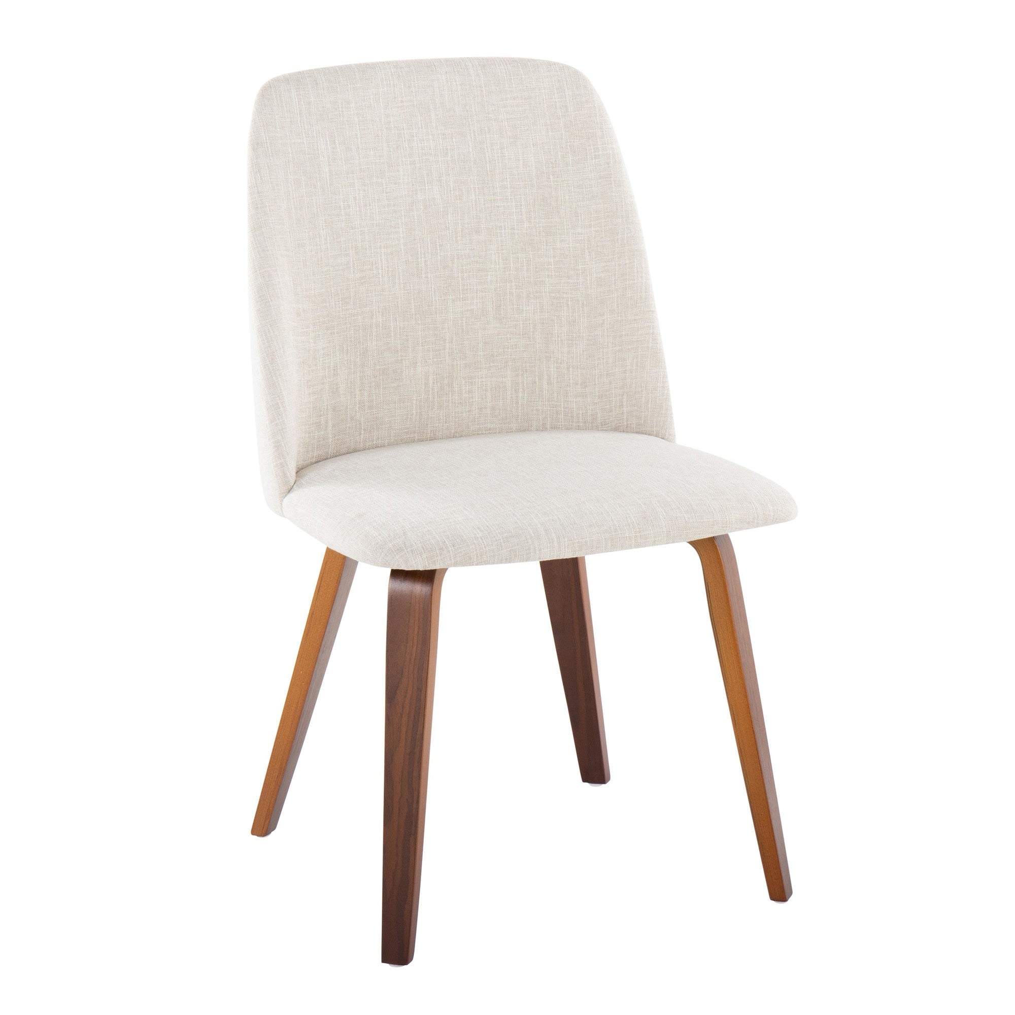 Toriano Dining Chair - Set of 2 - Walnut Wood, Beige Fabric