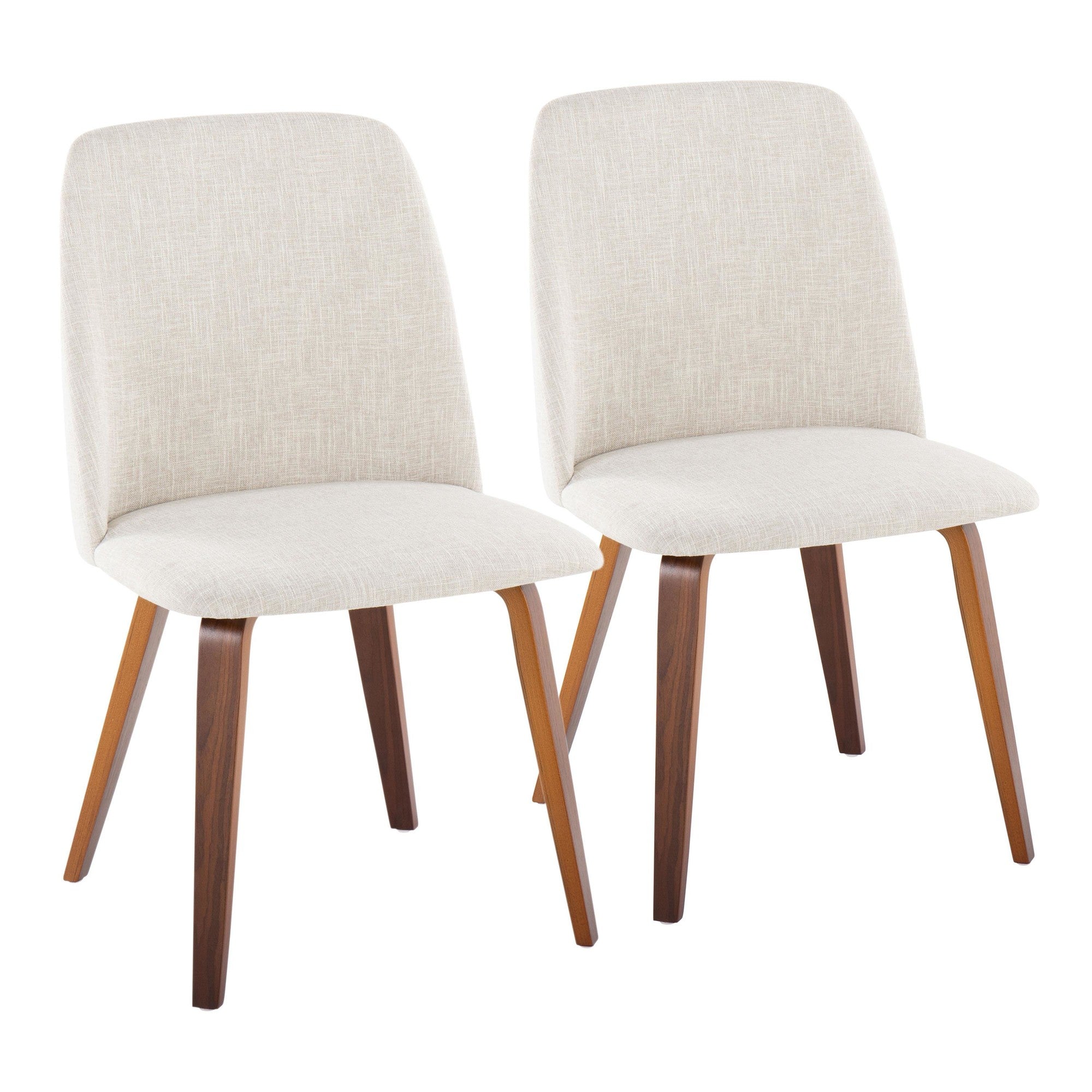 Toriano Dining Chair - Set of 2 - Walnut Wood, Beige Fabric