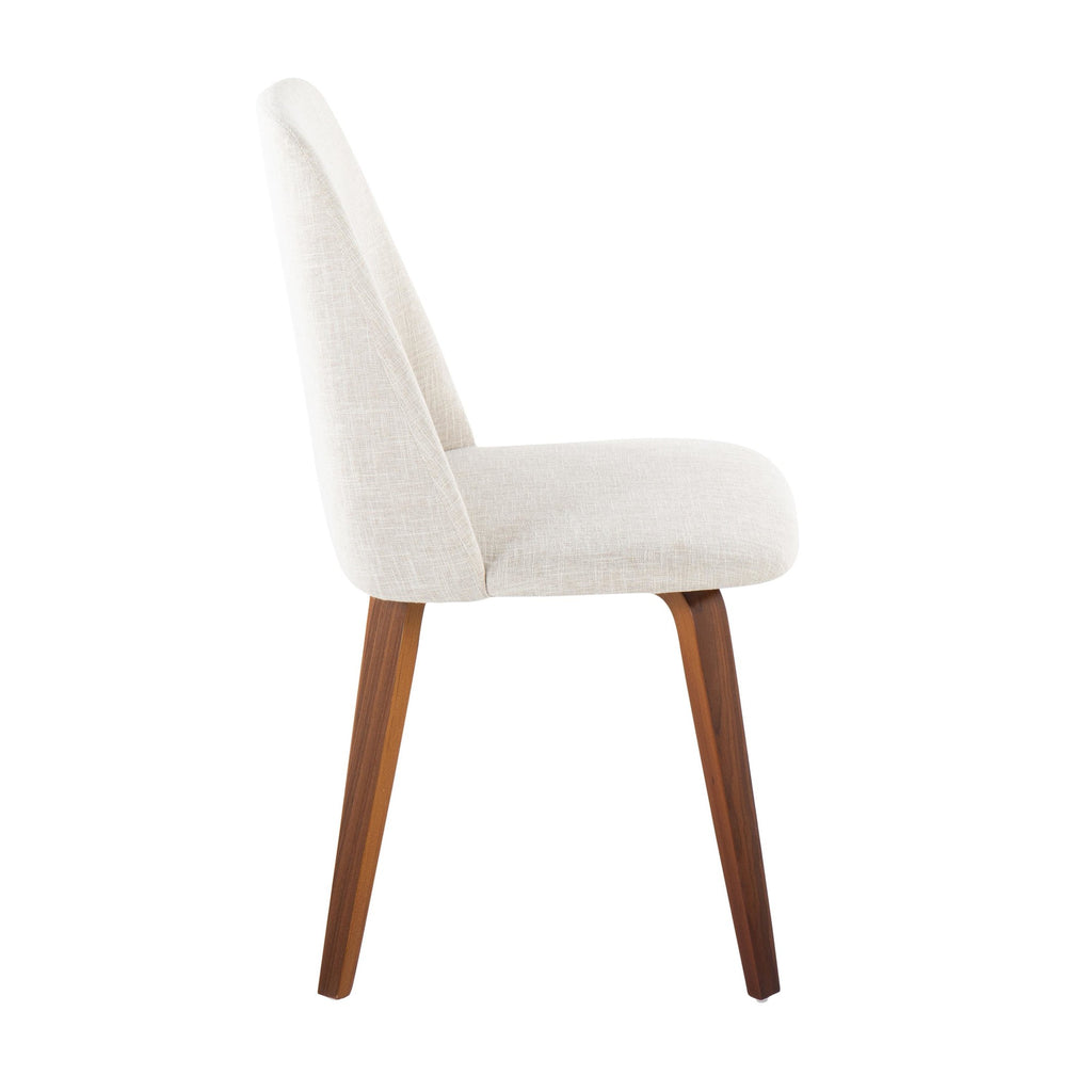 Toriano Dining Chair - Set of 2 - Walnut Wood, Beige Fabric