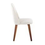 Toriano Dining Chair - Set of 2 - Walnut Wood, Beige Fabric
