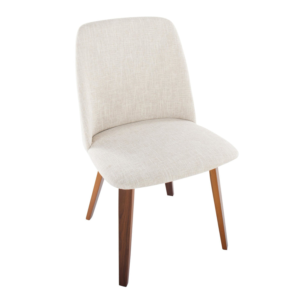 Toriano Dining Chair - Set of 2 - Walnut Wood, Beige Fabric