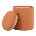 Tray Nesting Ottoman Set - Orange Fabric, Natural Wood