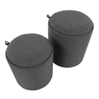 Tray Nesting Ottoman Set - Charcoal Fabric, Natural Wood