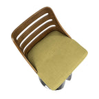 Trevi Adjustable Barstool - Chrome, Walnut Wood, Green Fabric