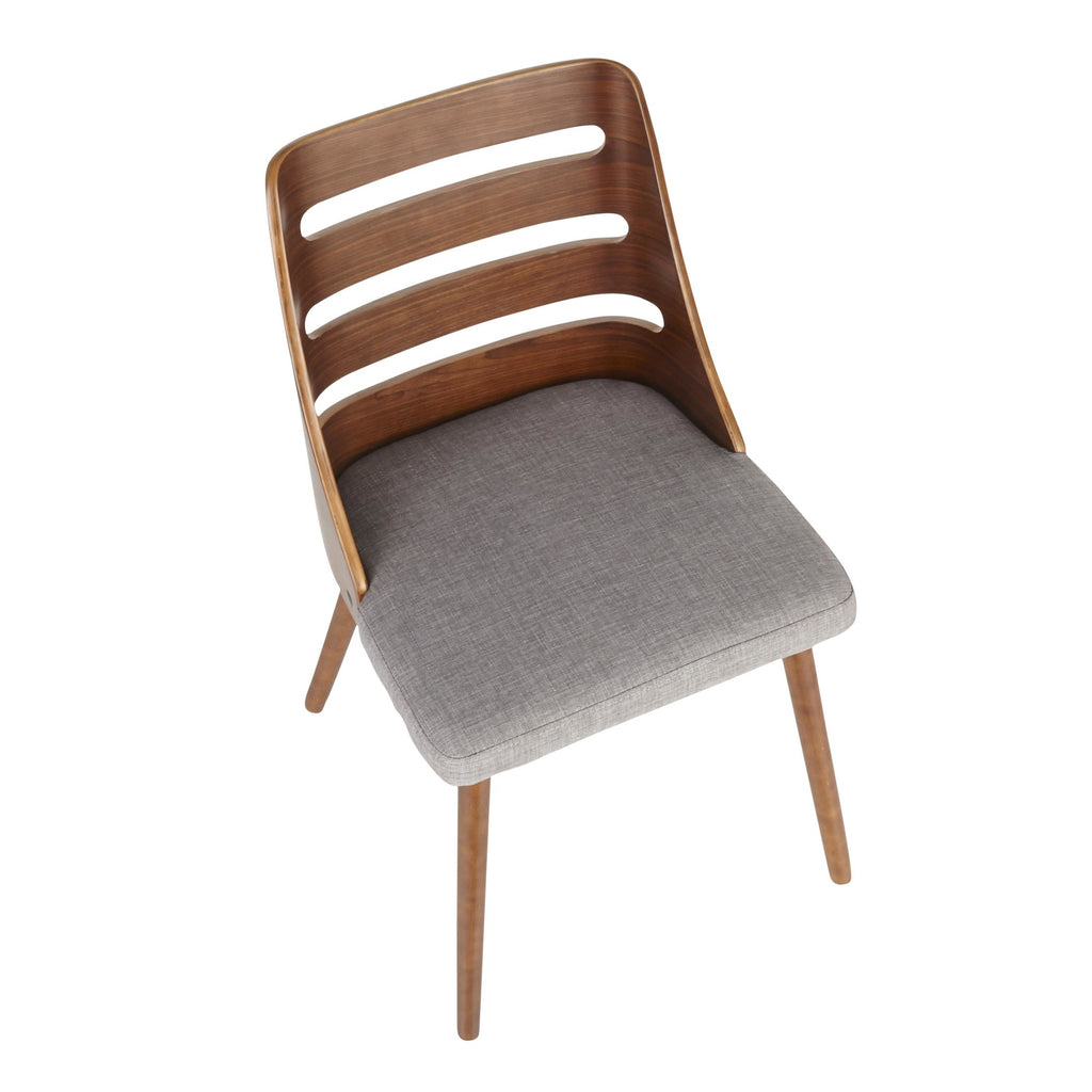 Trevi Chair - Walnut Wood, Grey Fabric