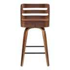 Trevi 26'' Fixed-Height Counter Stool - Set of 2 - Walnut Wood, Orange Fabric, Black Metal