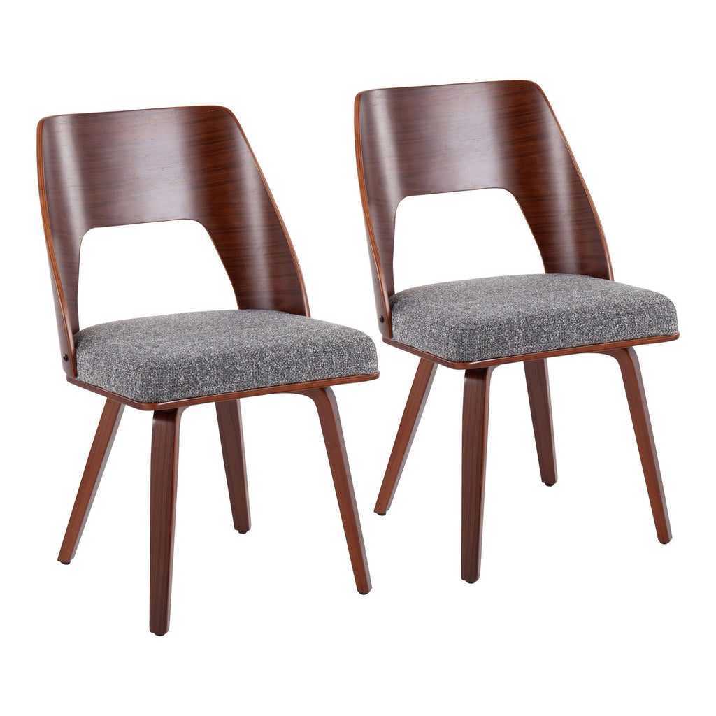 Triad Chair - Set of 2 - Walnut Bamboo, Grey Noise Fabric