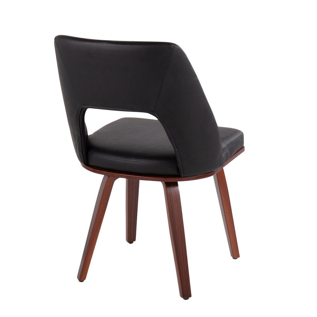 Triad Upholstered Chair - Set of 2 - Walnut Bamboo, Black PU