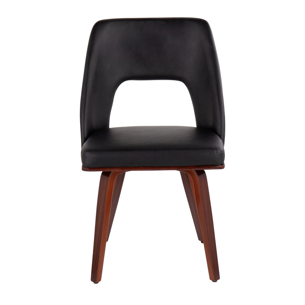 Triad Upholstered Chair - Set of 2 - Walnut Bamboo, Black PU