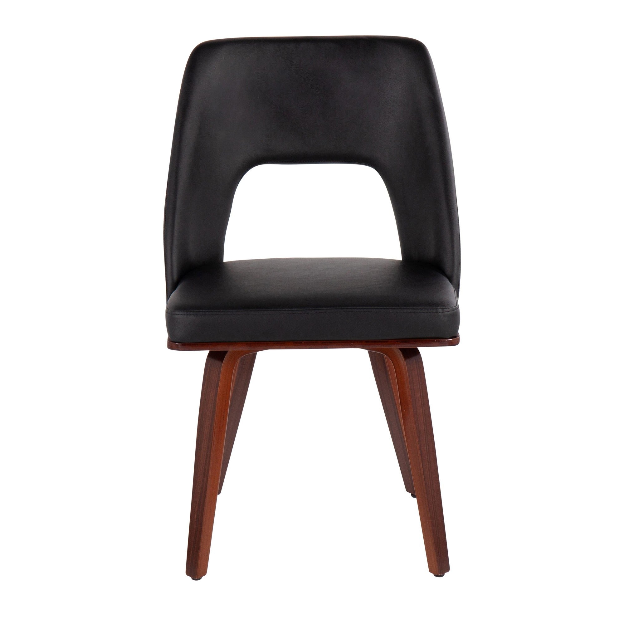 Triad Upholstered Chair - Set of 2 - Walnut Bamboo, Black PU