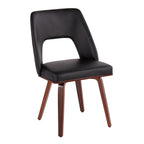 Triad Upholstered Chair - Set of 2 - Walnut Bamboo, Black PU