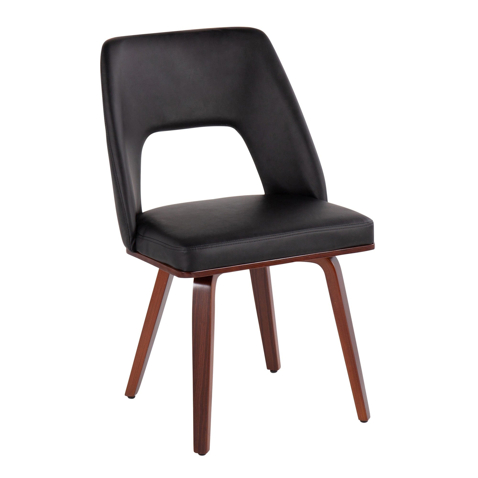 Triad Upholstered Chair - Set of 2 - Walnut Bamboo, Black PU