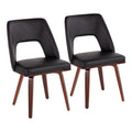 Triad Upholstered Chair - Set of 2 - Walnut Bamboo, Black PU