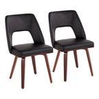 Triad Upholstered Chair - Set of 2 - Walnut Bamboo, Black PU
