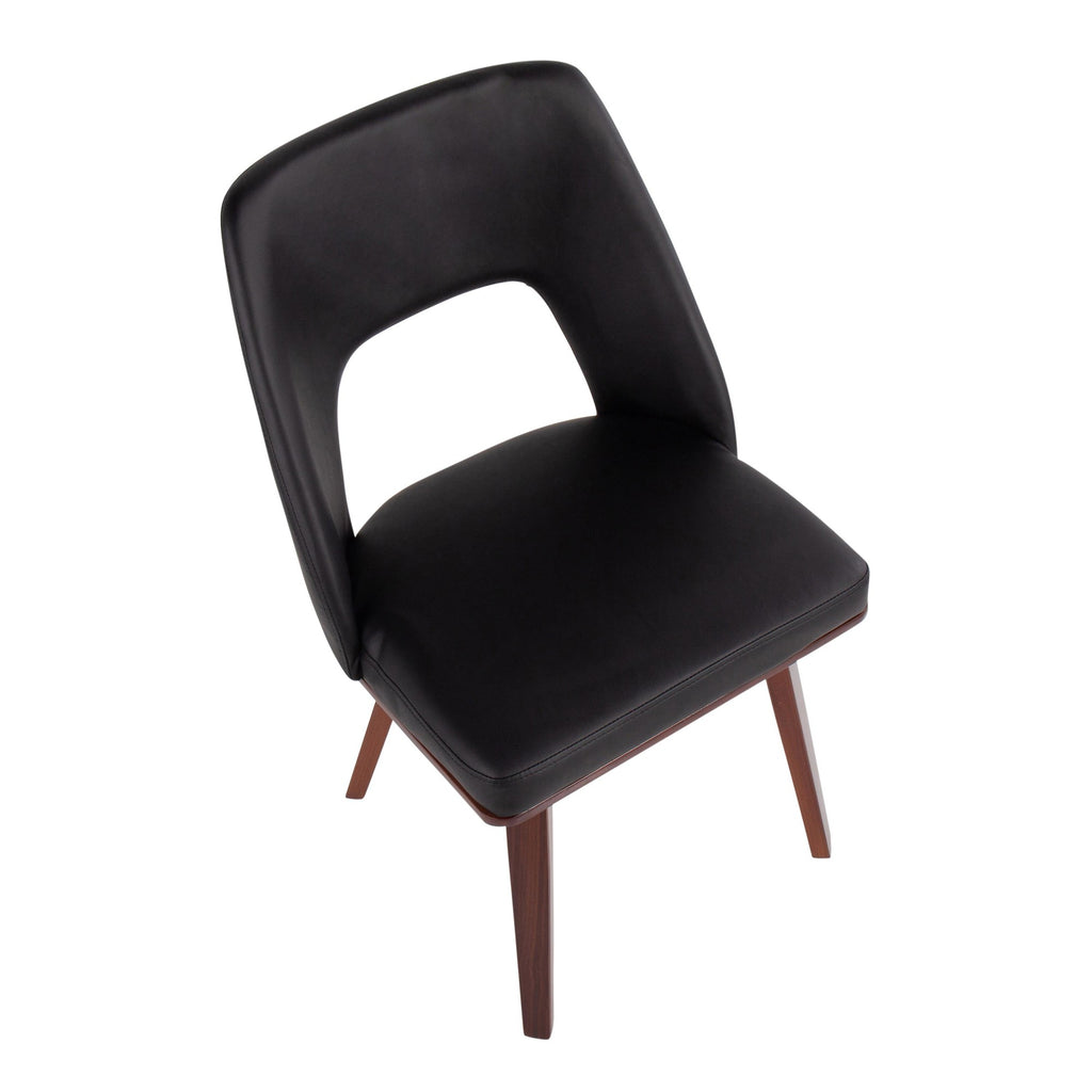 Triad Upholstered Chair - Set of 2 - Walnut Bamboo, Black PU
