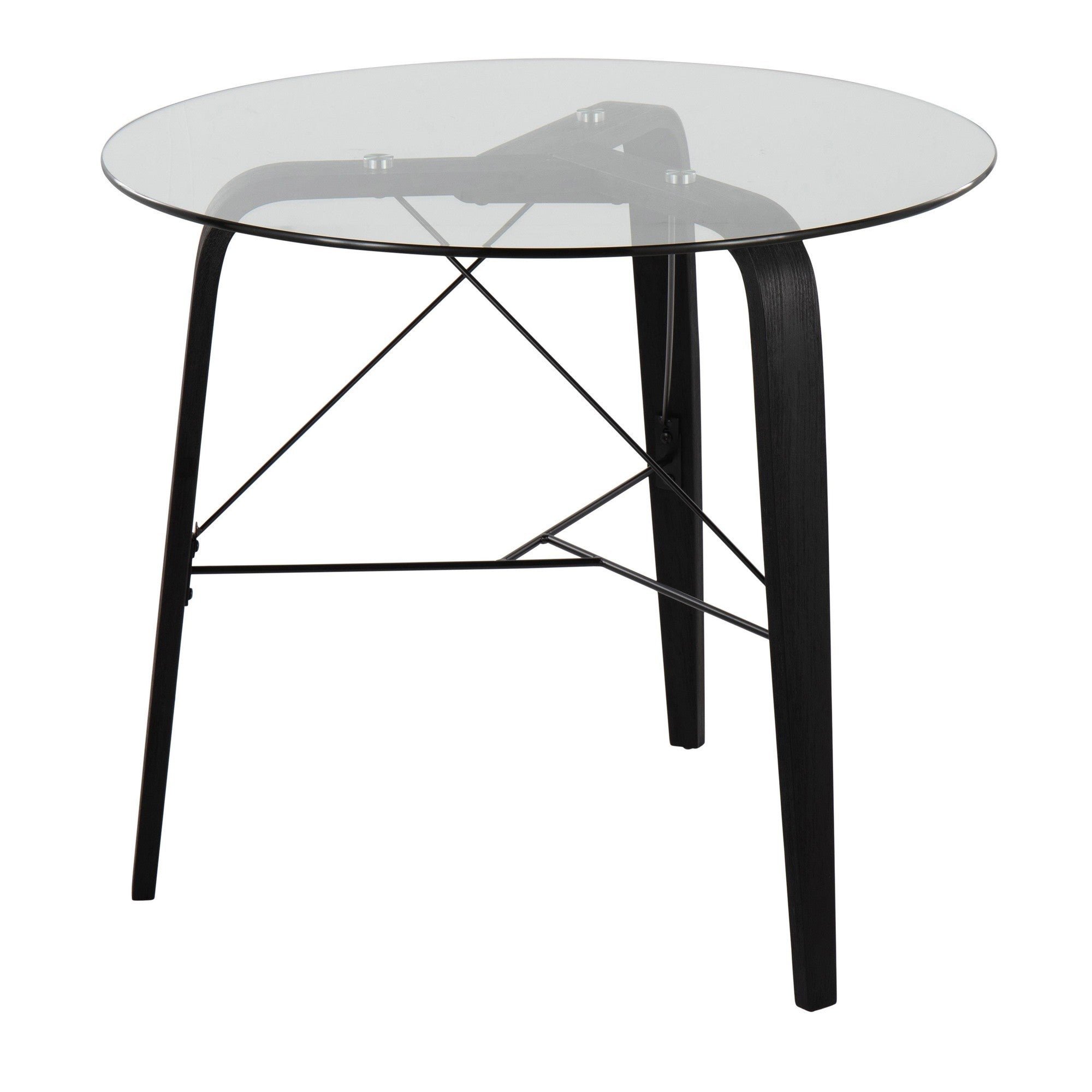 Trilogy Round Dinette Table - Black Wood, Clear Glass