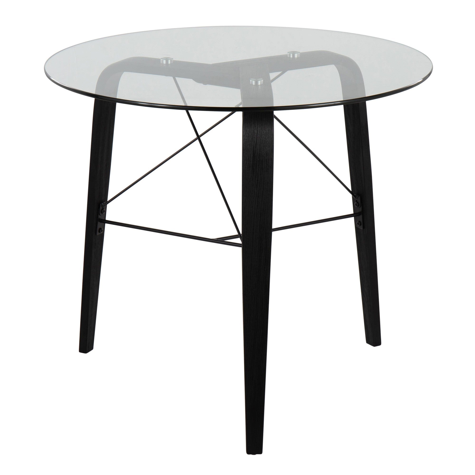 Trilogy Round Dinette Table - Black Wood, Clear Glass