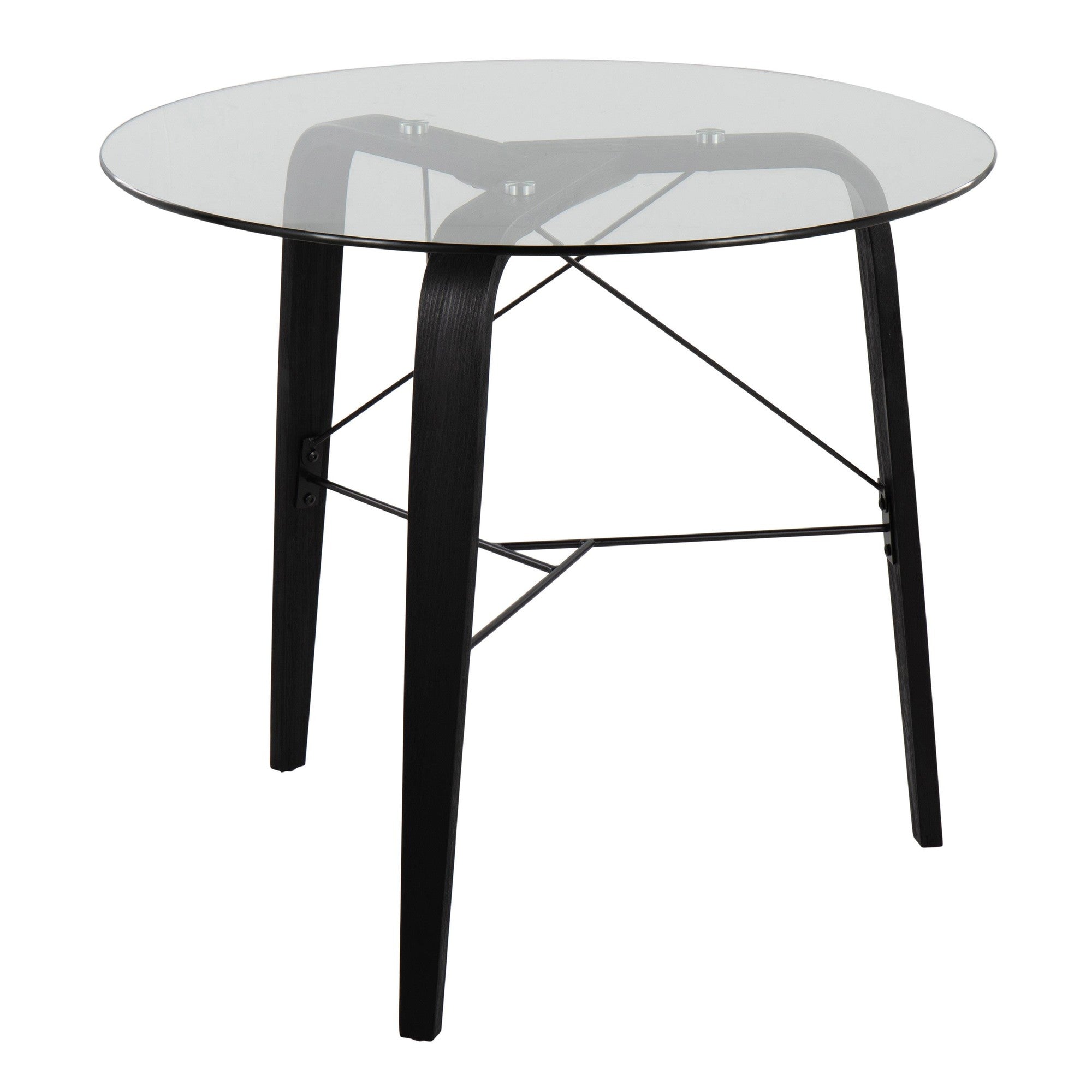 Trilogy Round Dinette Table - Black Wood, Clear Glass