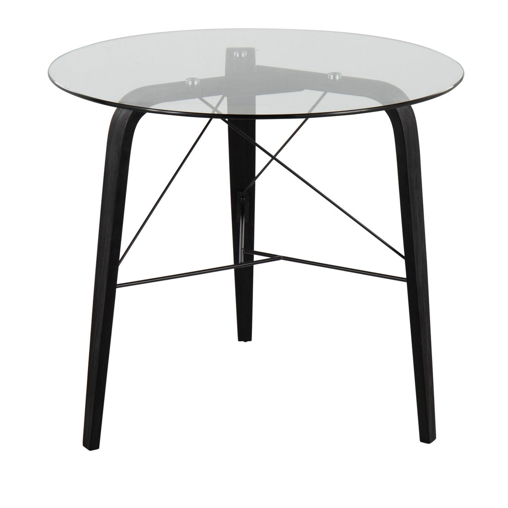 Trilogy Round Dinette Table - Black Wood, Clear Glass