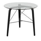 Trilogy Round Dinette Table - Black Wood, Clear Glass