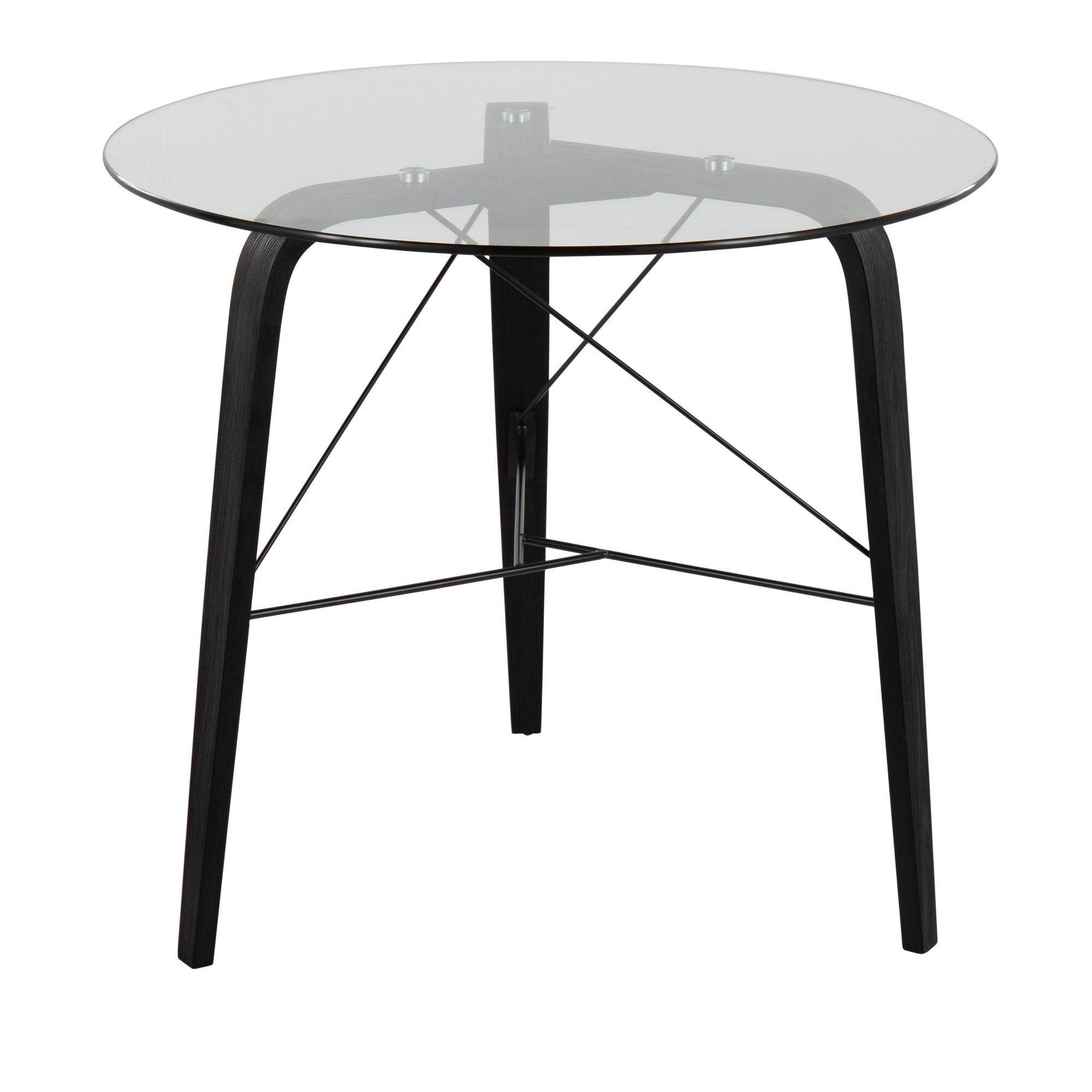 Trilogy Round Dinette Table - Black Wood, Clear Glass