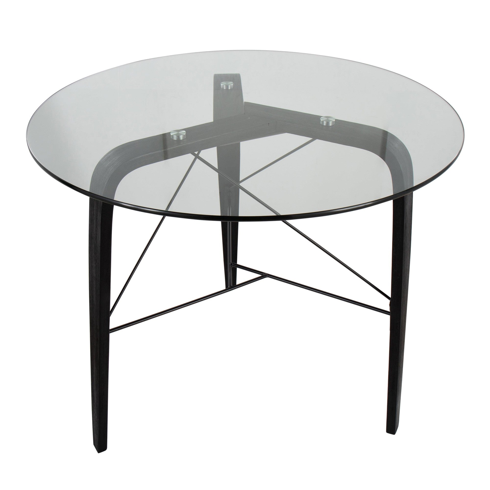 Trilogy Round Dinette Table - Black Wood, Clear Glass