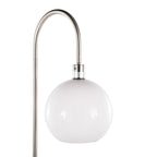 Trombone 71" Floor Lamp With Table - Nickel Metal, Clear Glass, White Plastic